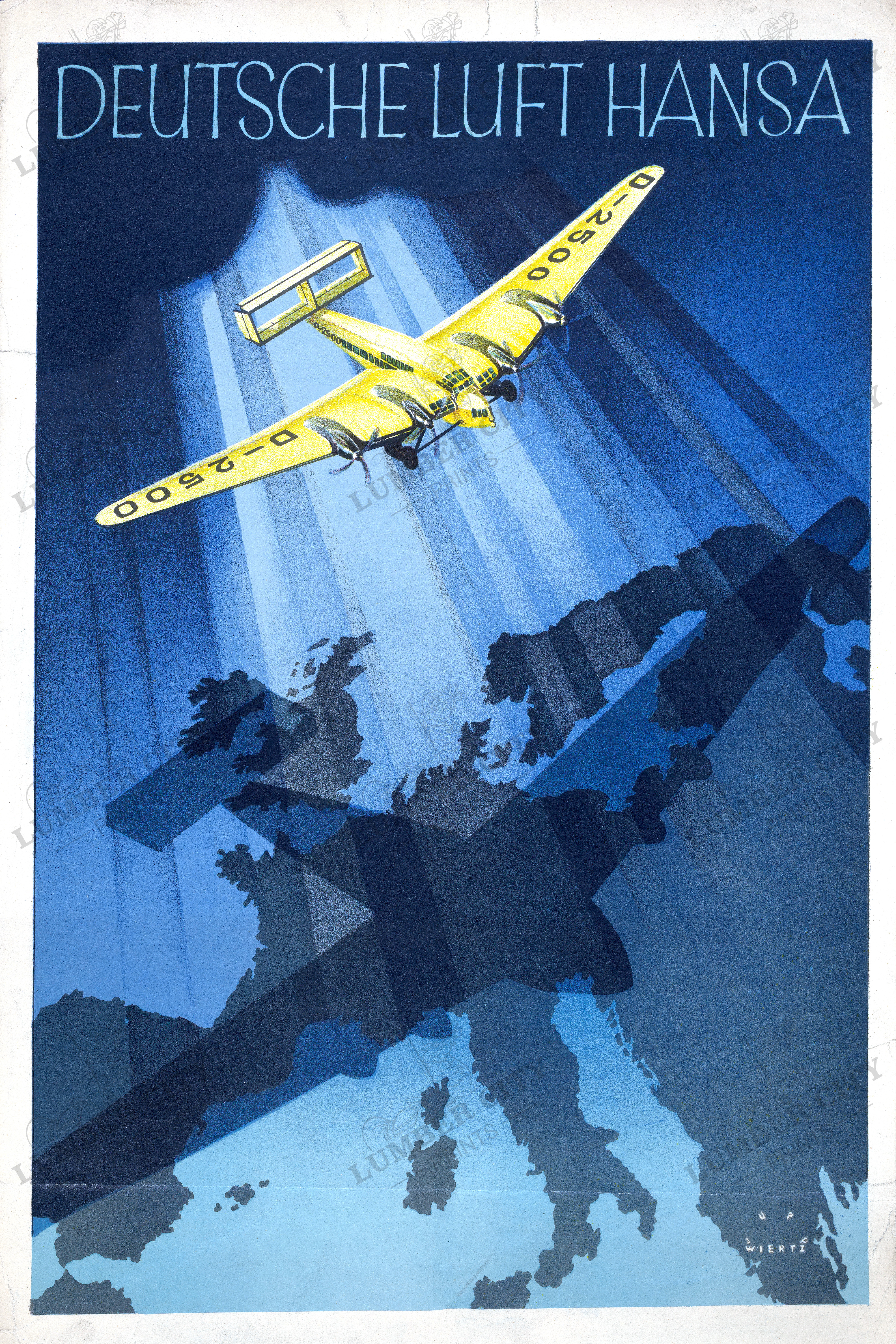 Vintage Deutsche Luft Hansa 1931 Travel Poster Europe Print Art | eBay