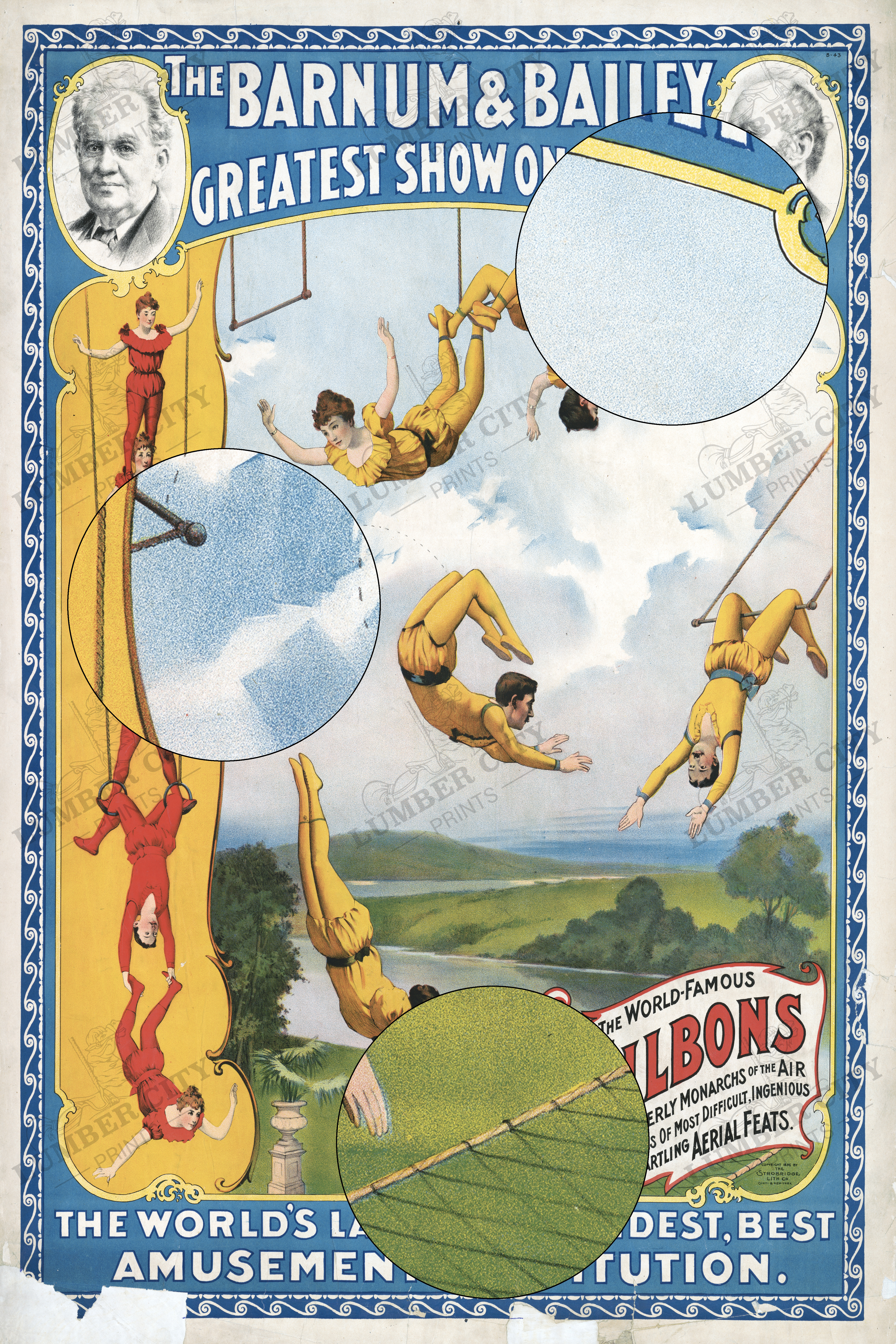 Barnum & Bailey Circus Silbons 1896 Greatest Show Earth Poster