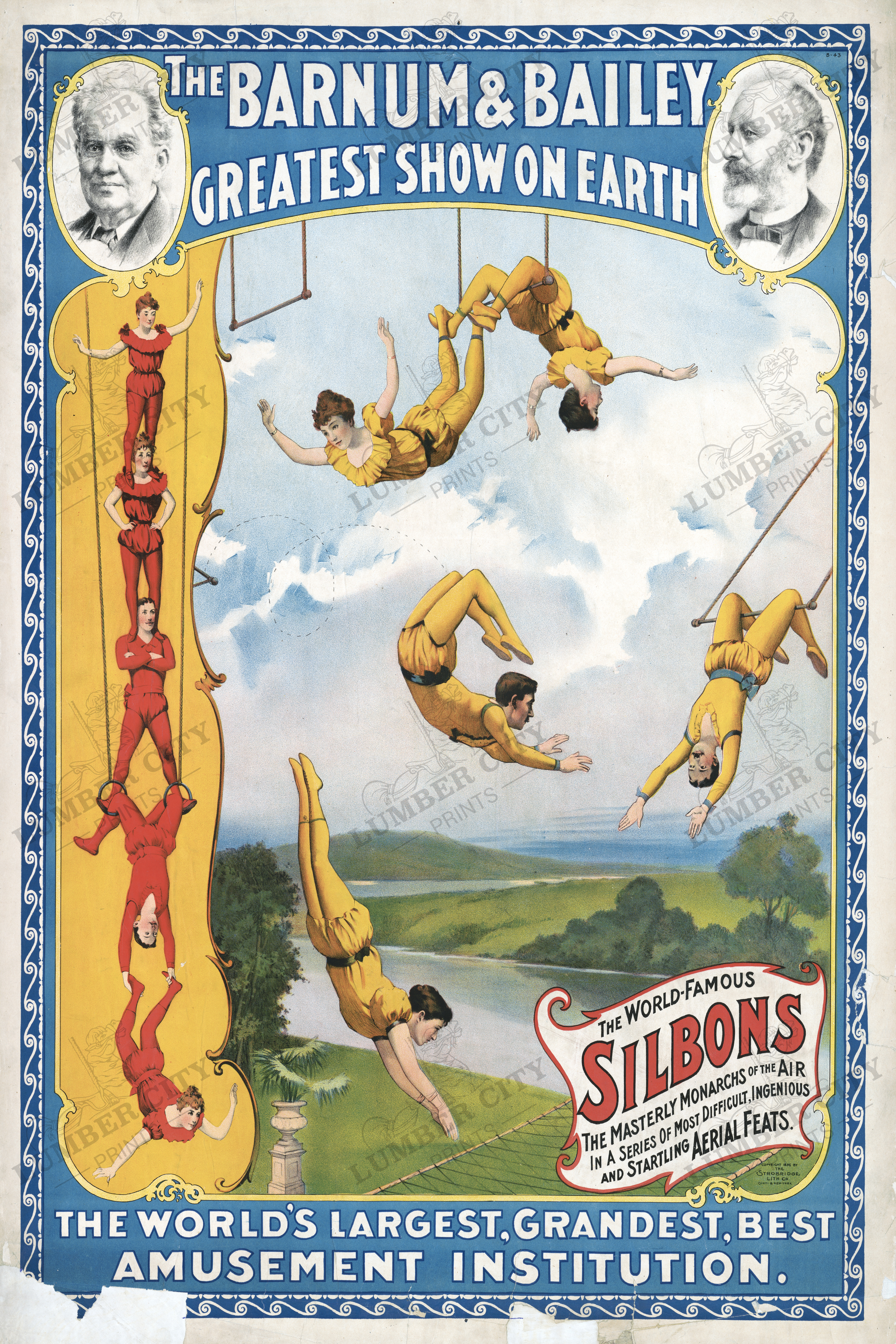 Barnum & Bailey Circus Silbons 1896 Greatest Show Earth Poster